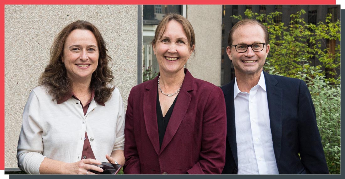 Maria Ginzburg (Selendy Gay), Dean Jenny Martinez, and Andy Komaroff (Neuberger Berman) welcomed Stanford Law alumni to Selendy Gay Elsberg’s rooftop terrace. 